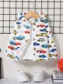 SHEIN Baby Boys' Cartoon Car Pattern Hooded Jacket