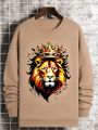 Boys (large) Lion Print Crew Neck Sweatshirt
