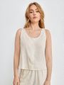 SHEIN Leisure Solid Color Sleeveless Home Wear Top With Front Button