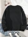 Plus Size Letter Printed Round Neck Casual Sweatshirt