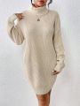 SHEIN Essnce Women's High Neck Drop Shoulder Sweater Dress
