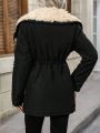 SHEIN Frenchy Women'S Drawstring Hooded Collar Padded Jacket