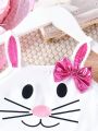 SHEIN Kids QTFun Toddler Girls' Cute & Sweet Rabbit Print Camisole Top With Mesh Tutu Skirt & Bowknot Set