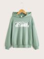 SHEIN Boys Japanese Letter & Figure Graphic Hoodie