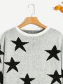 SHEIN Big Girls' Preppy Five-pointed Star Pattern Sweater