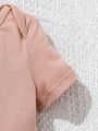 SHEIN Newborn Baby Girls' Colorful Unicorn Pattern Round Neck Short Sleeve With Lap Shoulder 3pcs Set