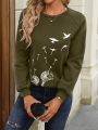 Women'S Dandelion Printed Raglan Sleeve Sweatshirt