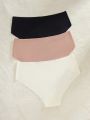 Women's Seamless Knit Triangle Panties With Bowknot Decoration, 3pcs/Pack