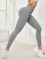 Yoga Basic Women's Solid Color Widened Waist Seamless High Waist Sports Leggings