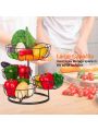 4 Tier Round Metal Fruit Basket Bowl Freestanding Decorative Storage Stand Organizer for Kitchen Counter