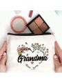 1 piece beige bouquet Grandma pattern zipper storage bag, lightweight multi-functional storage bag, portable cosmetic bag storage bag, storage for keys, sanitary napkins, etc., used for back to school, business trips, personal travel, dormitories,