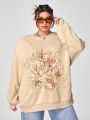 Ellice Cothern Plus Floral Print Drop Shoulder Sweatshirt