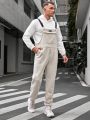 Manfinity Homme Men's Plus Size Knitted Casual Overalls With Detachable Buckles
