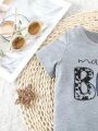 Baby Boys' Letter Print Short Sleeve Top/t-shirt