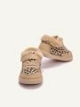 Cozy Cub Girls' Leopard Print Fashionable Trendy Design Comfortable Plush Warm Casual Sports Shoes