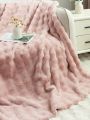 1pc Solid Color Simulated Jacquard 3d Bubble Mink Blanket, Skin Friendly Comfortable & Warm, Suitable For Adults' & Kids' Beds And Sofas