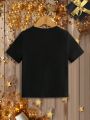 SHEIN Young Boy Casual Short Sleeve Round Neck T-Shirt Suitable For Summer
