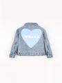 Baby Girl Letter & Heart Print Denim Jacket
