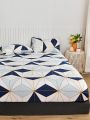 3pcs Modern American Home Bedroom Geometric Pattern Printed Bedding Set, Bed Sheet+2 Pillowcases
