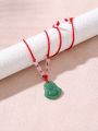 1pc Vintage Jade-like Buddha Pendant Necklace, Suitable For Autumn/winter Daily Wear And Sweater Chain