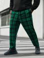 Manfinity Homme Men'S Plus Size Plaid Pattern Casual Long Pants