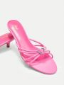 SHEIN BIZwear Women's Low Heel Round Toe Sandals With Heart Decor