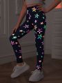 Teen Girls' Night Glowing Star Print Leggings