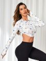 Yoga Floral Floral Print Cropped Athletic T-Shirt