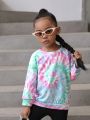 SHEIN Kids Cooltwn Girls' Casual Street Style Round Neck Long Sleeve Pullover Sweatshirt