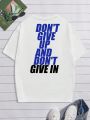 Manfinity Men's Loose Fit Drop Shoulder T-Shirt Featuring Slogan Print