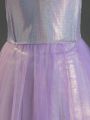 Teen Girl's Purple Sheer Long Prom Dress, Evening Gown