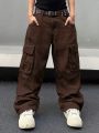 Men's Solid-Colored Cargo Jeans Without Belt