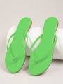 PU Leather Neon Lime Flip Flops