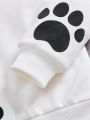 SHEIN Kids HYPEME Tween Girl Panda & Letter Graphic 3D Ear Design Thermal Lined Hoodie