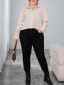 SHEIN Essnce Women Plus Size Solid Color Drop Shoulder Shirt