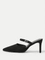 SHEIN Women'S Pointed Toe Mules Fashionable Slip-On High Heels
