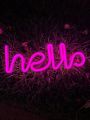 Led Pink Hello Neon Light Sign Hanging Wall Decor For Party Atmosphere, Festival Decoration