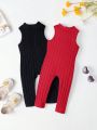 SHEIN 2pcs/Set Casual Comfortable Jumpsuit For Baby Girls