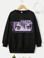 Teen Girls' Casual Cartoon Pattern Printed Long Sleeve Pullover Sweatshirt With Round Neckline, Suitable For Autumn And Winter