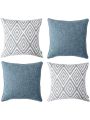 HPUK Decorative Throw Pillow Covers Set of 4 Square Couch Pillows Linen Cushion Cover for Couch Sofa Living Room, 18