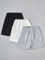 SHEIN 3pcs/Set Solid Color Drawstring Waist Shorts For Tween Boys