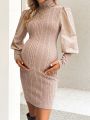 SHEIN Maternity High Neck Slim Fit Sweater Dress