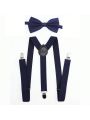 1set Men's Navy Blue Adjustable Casual Fashion Suspenders With Bow Tie, Suitable For Wedding, Stage Performance, Festival Parties Or Daily Wear