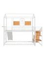 Merax Twin Over Twin Metal Bunk Bed, Metal Housebed with Slide and Storage Stair
