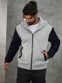 Manfinity Homme Men'S Teddy Fleece Lined Zipper Hooded Jacket Plus Size