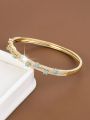 1pc Copper Wire Design Bracelet With Cubic Zirconia Accent For Women