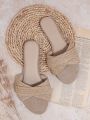 Women's Solid Color Woven Flat Sandals