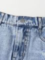 Tween Girls' Street Style Casual Comfortable Simple Distressed Denim Shorts