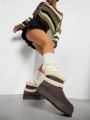 Women's Fuzzy Patchwork Short Boots