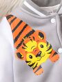 Baby Boys' Colorblock Tiger Printed Baseball Jacket With Long Pants And Hat, 3pcs/set